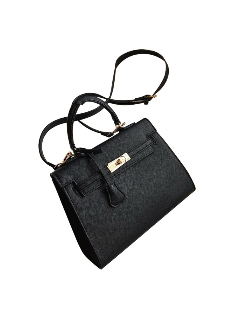 PU Leather Small Crossbody Bag Women Square Tote Single Shoulder Bag XC1058 (W11.0 x D4.7 x H8.3)inch - Black