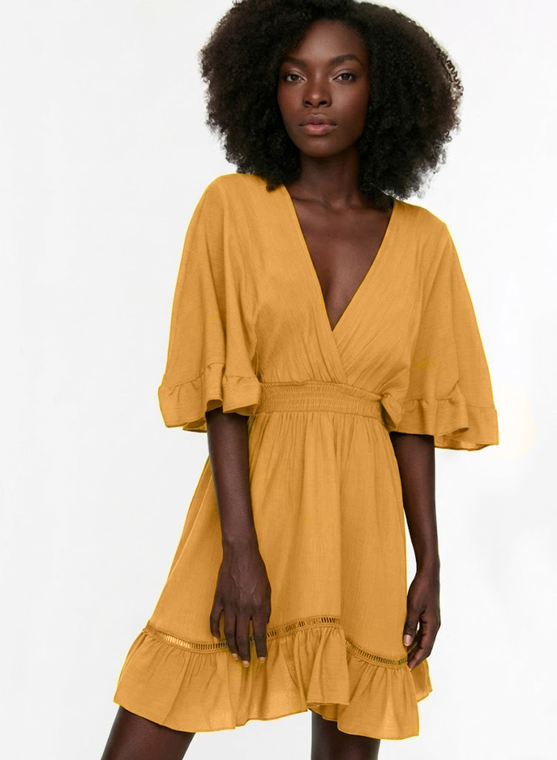 Yellow Ruffle Beach Dress 2