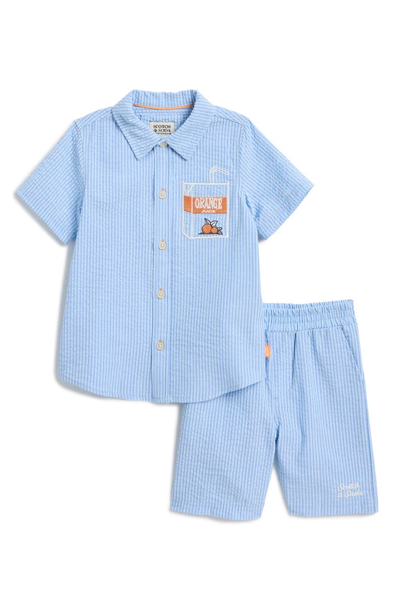 Boys’ Blue Seersucker Orange Juice Shirt & Shorts Set
