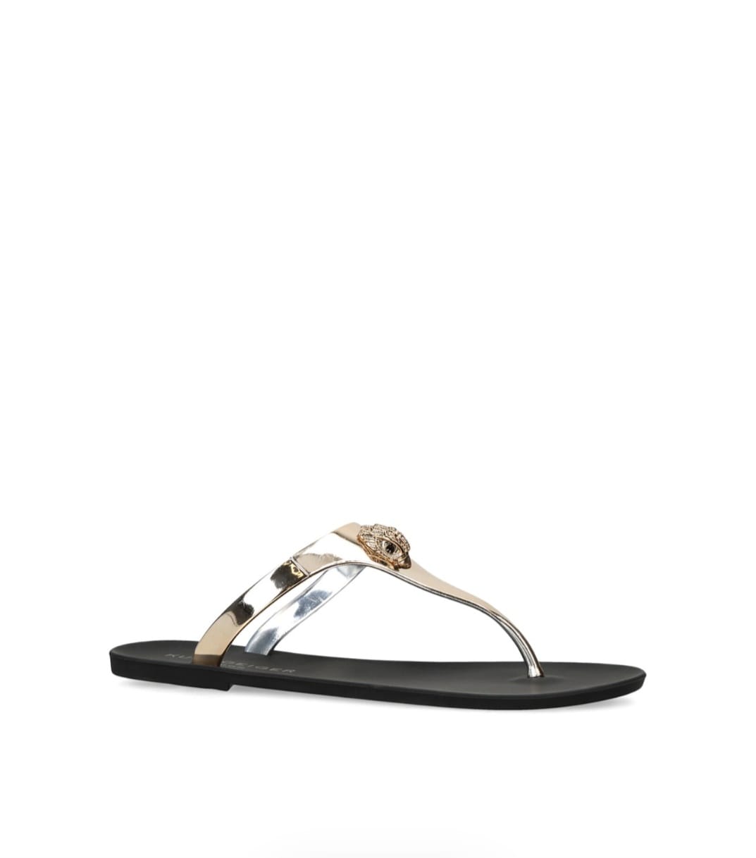 Women's Metallic Gold Toe Post Flip Flops 3