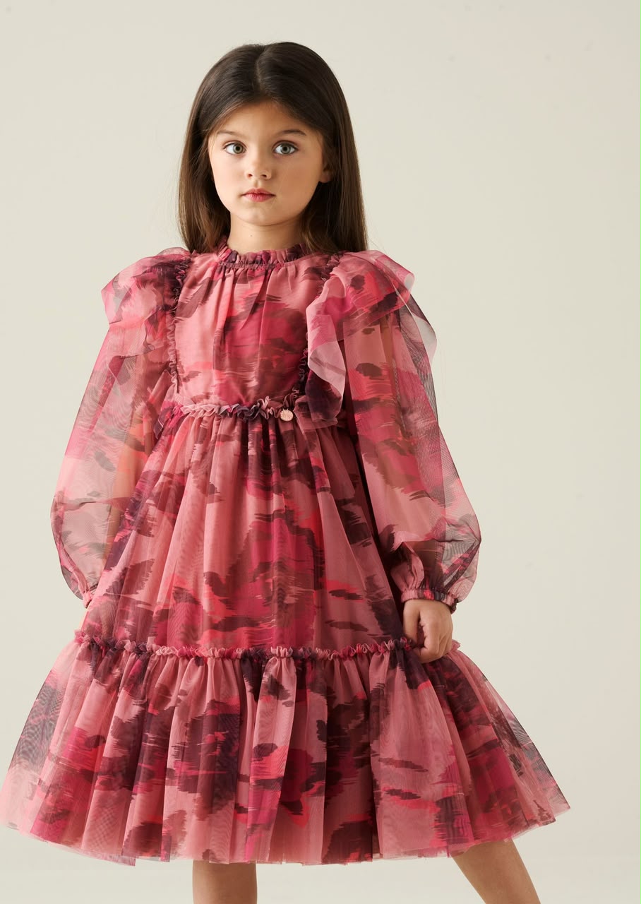 Girls' Floral Organza Party Dress
