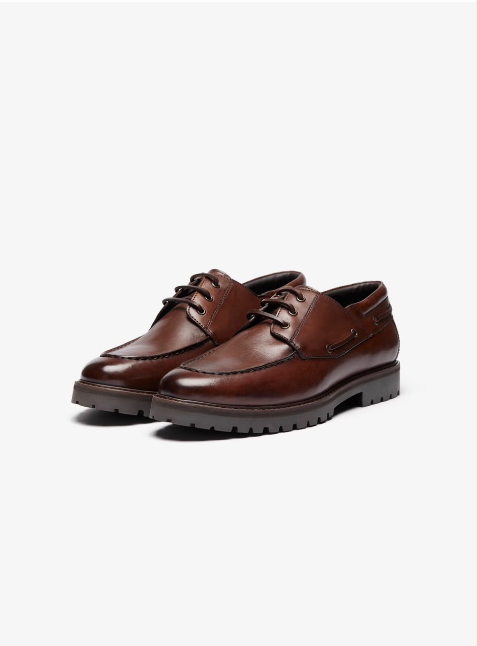 Men's Premium Brown Leather Derby Shoes