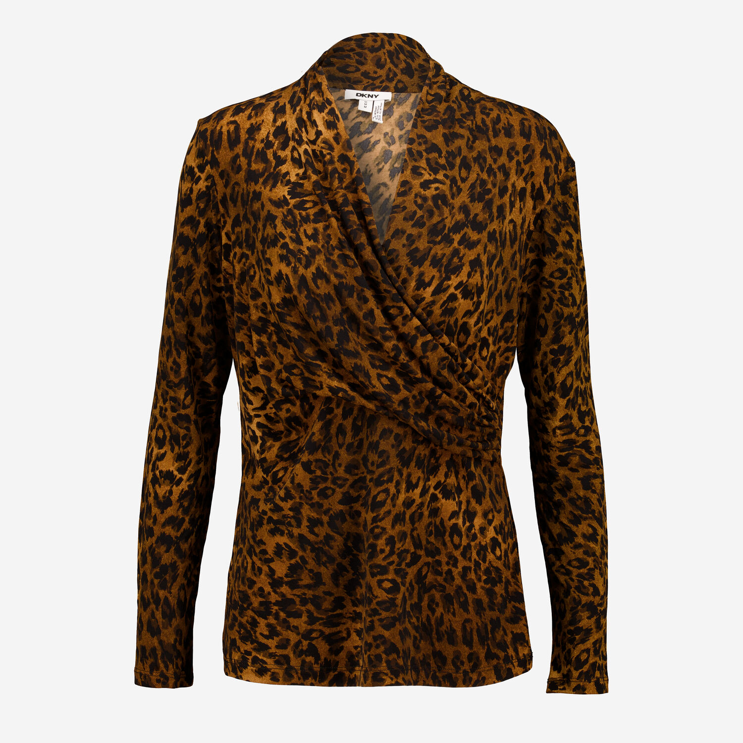 Black & Brown Animal Patterned Draped Top