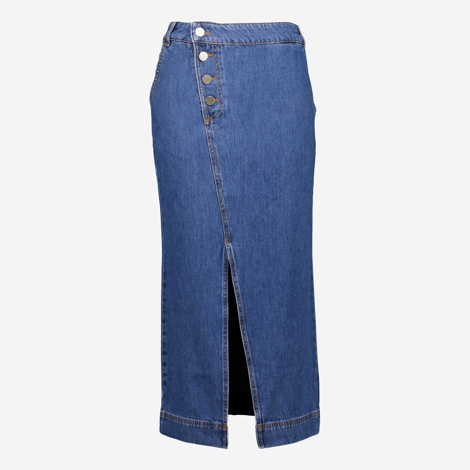 Mid Blue Asher Split Front Maxi Skirt
