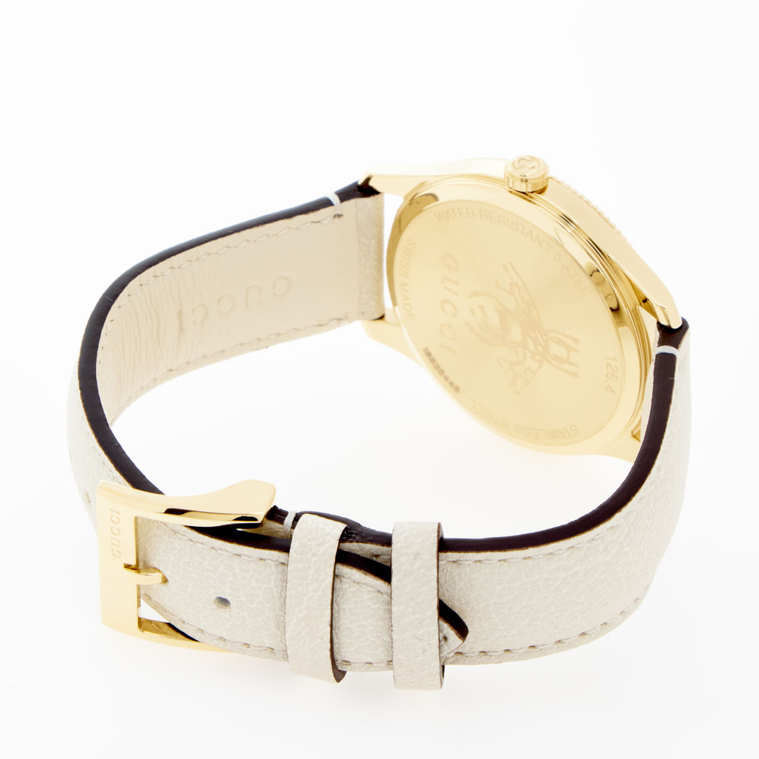 White & Gold Tone Leather Analogue Watch 2