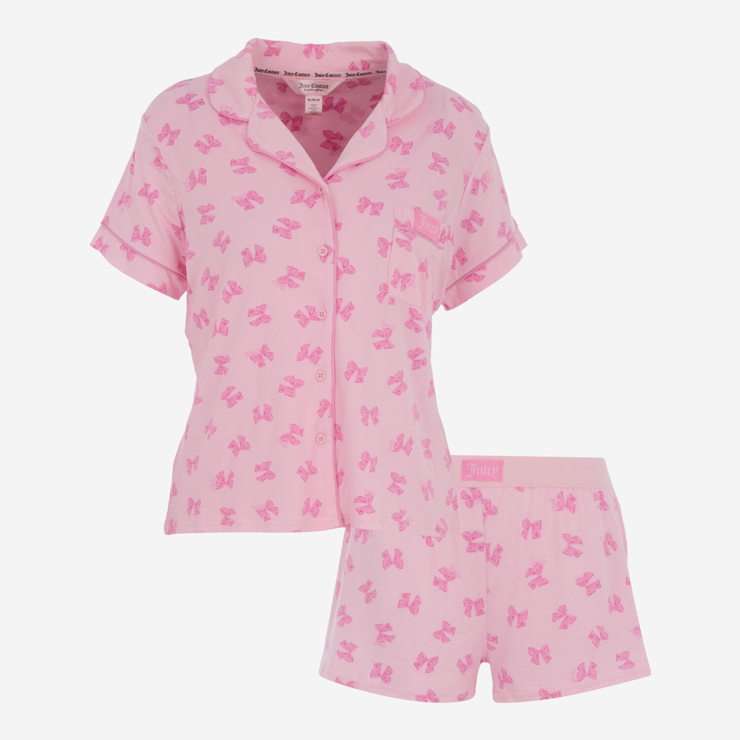 Three Piece Pink Bow Motif Pyjama Set 2