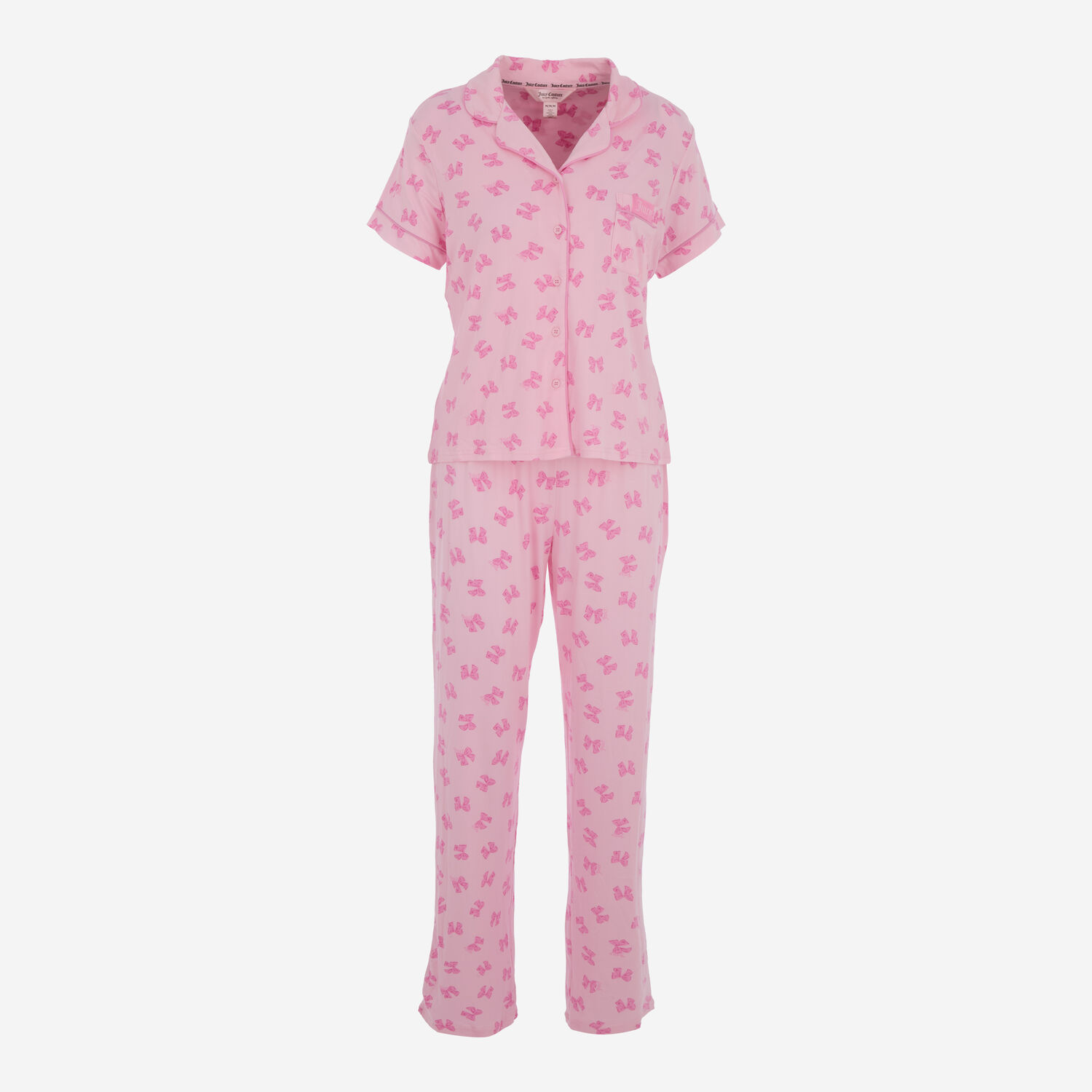 Three Piece Pink Bow Motif Pyjama Set