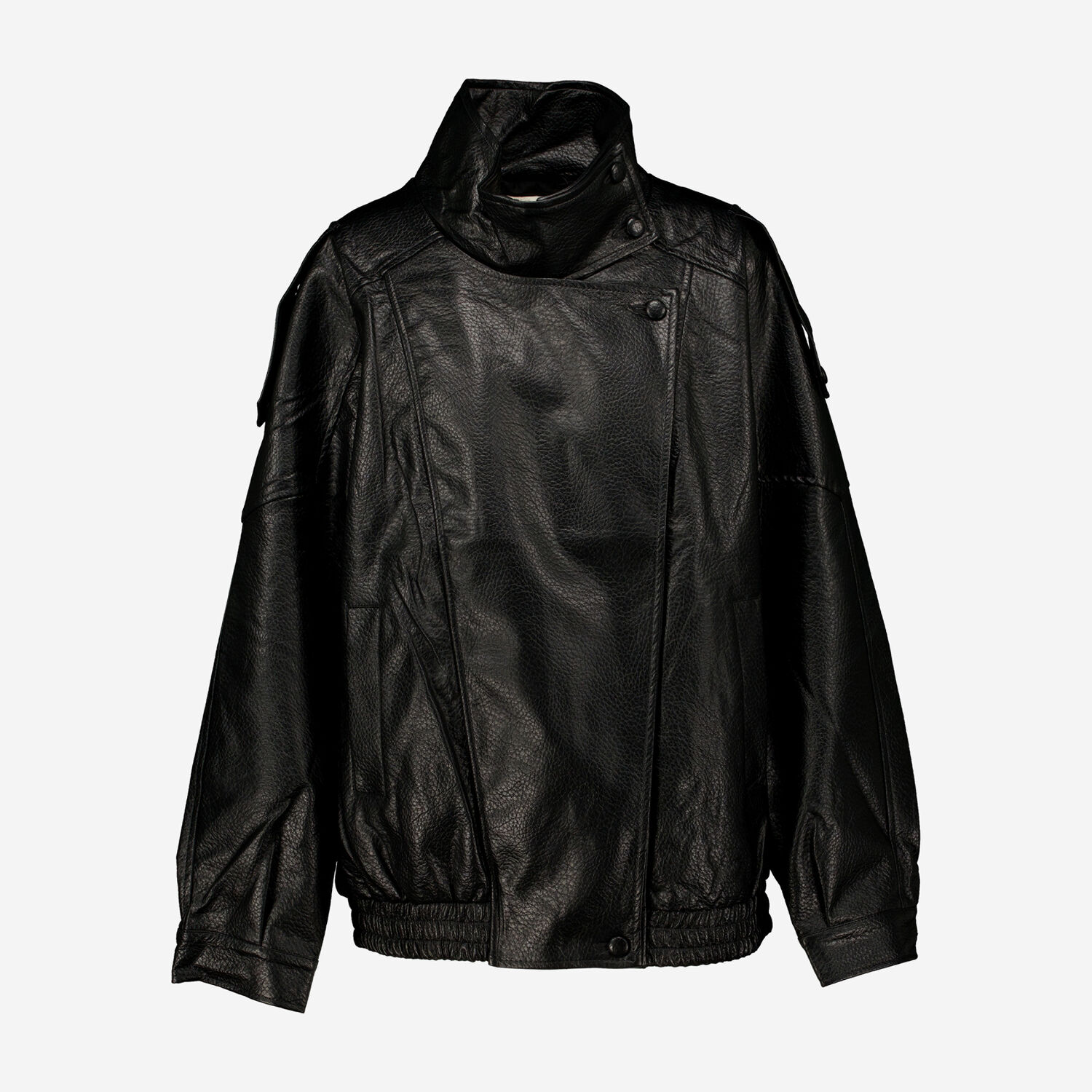 Black Grained Faux Leather Jacket
