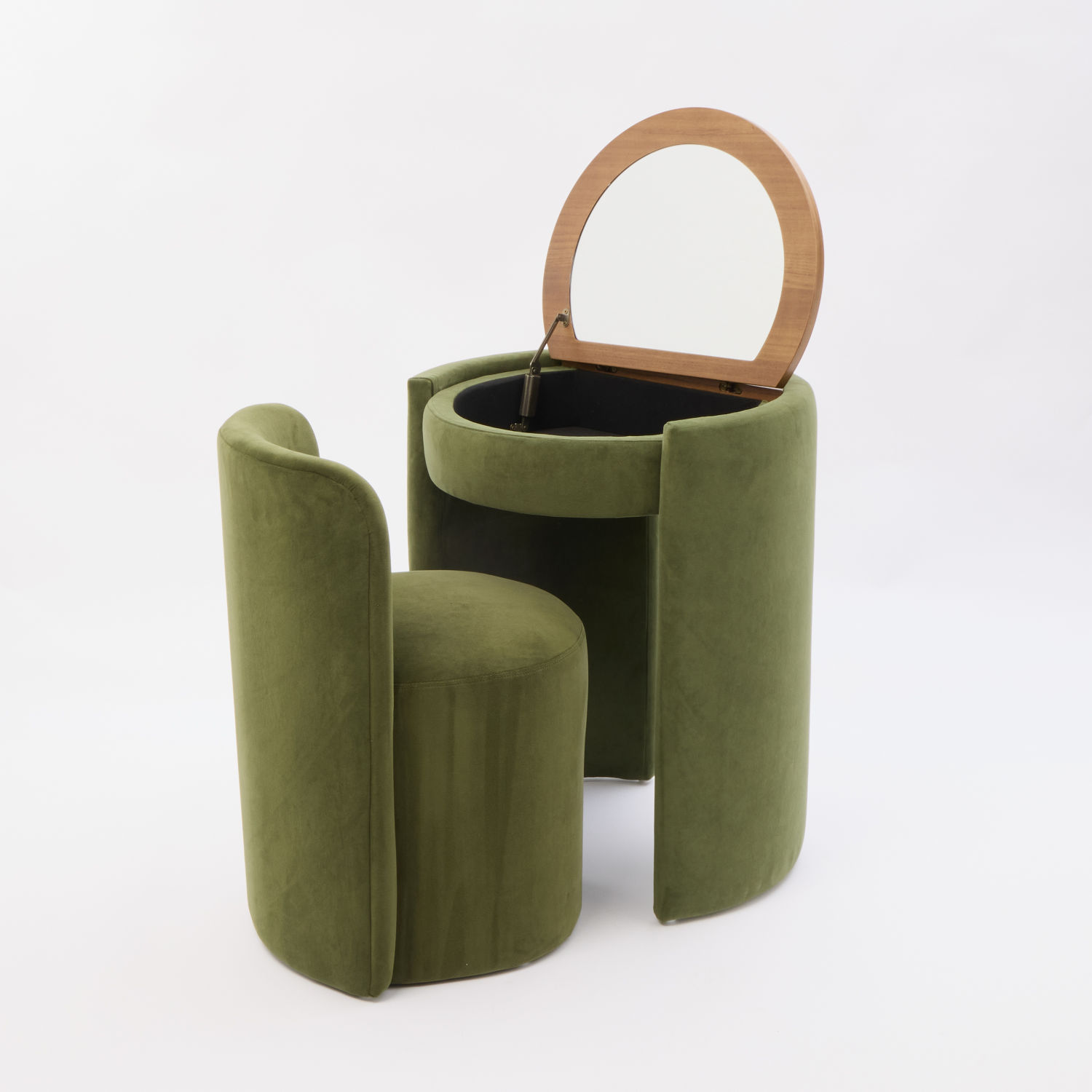Green Velvet Vanity Table & Stool Set 2
