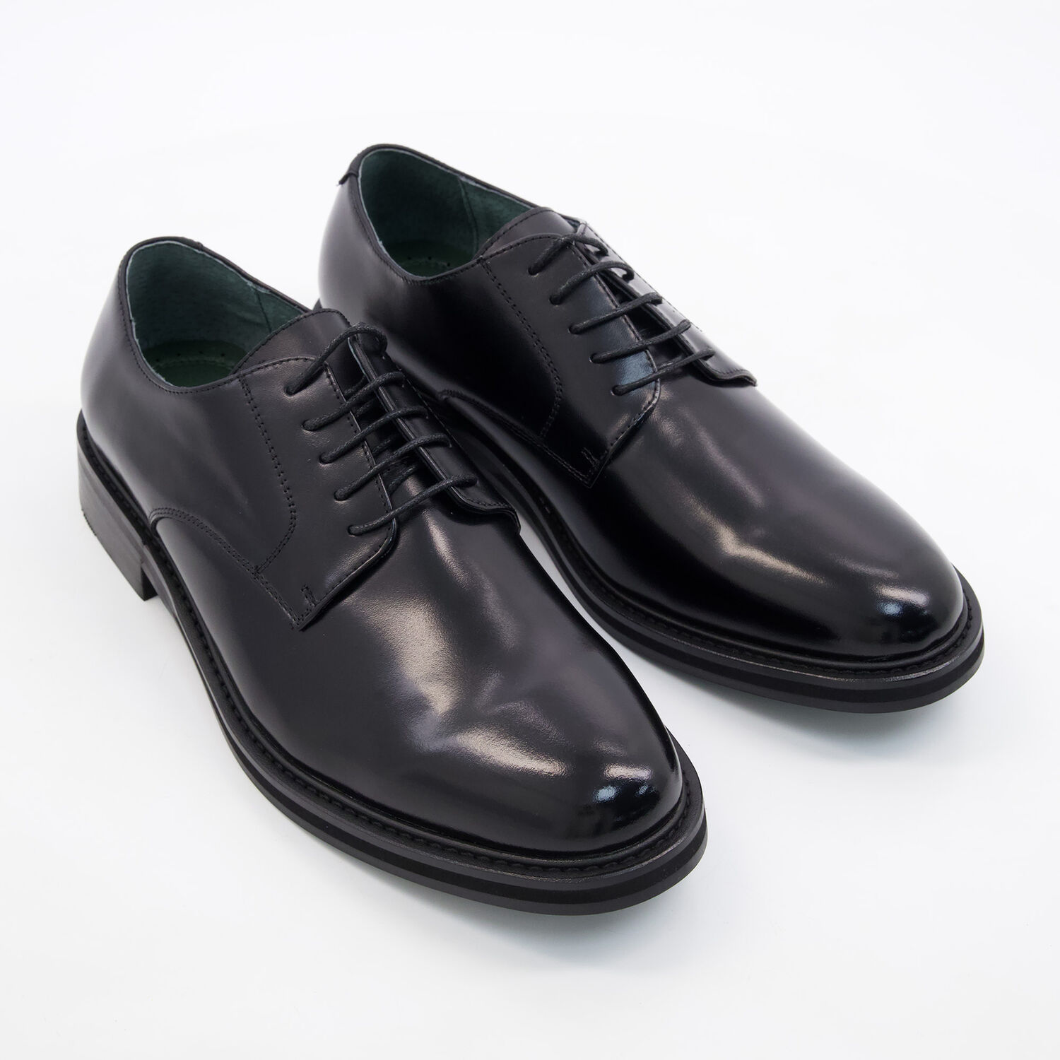 Black Leather Chunky Derby Shoes 3