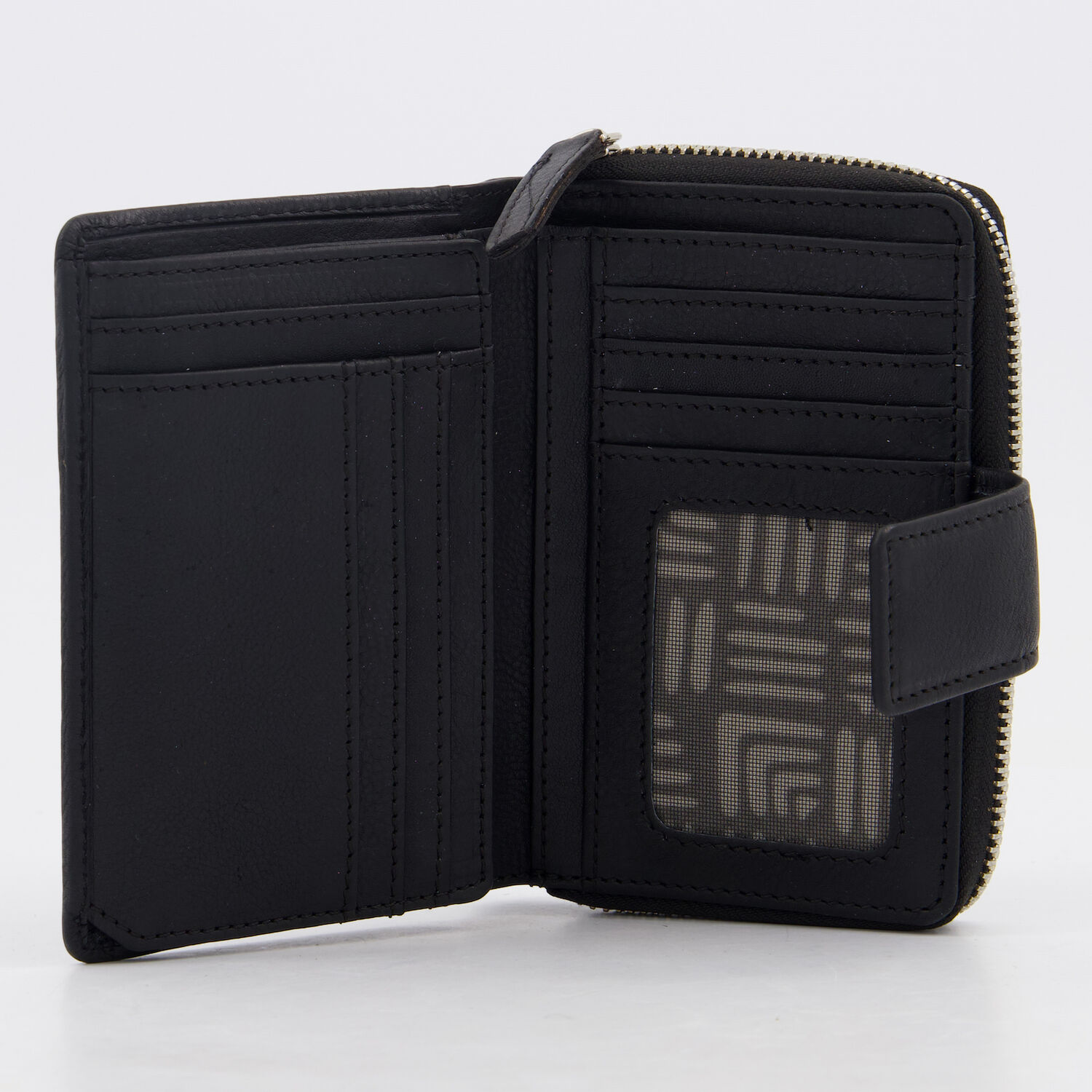 Black Leather Zip Around Purse 2