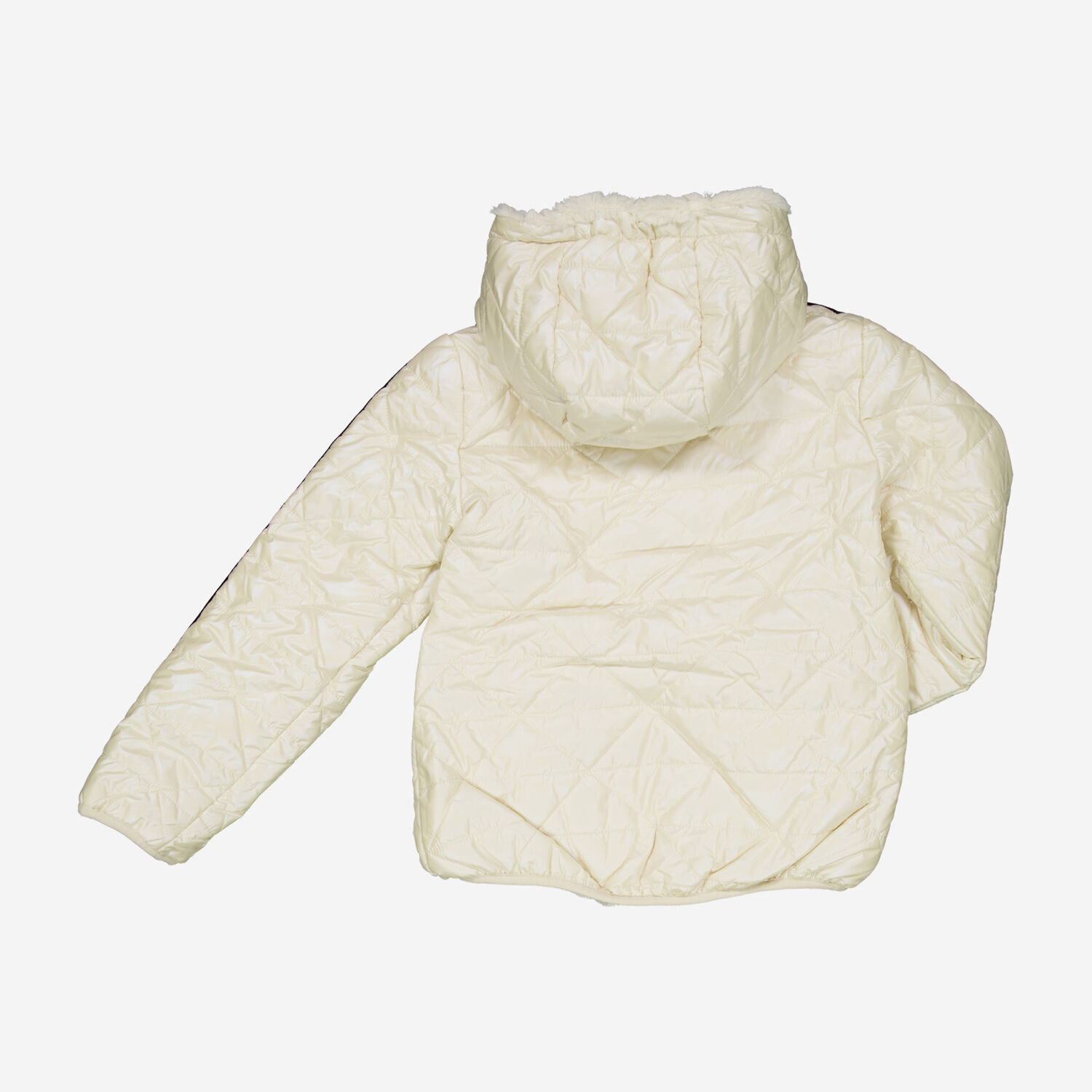 Cream Iridescent Quilted Faux Fur Lined Jacket 2