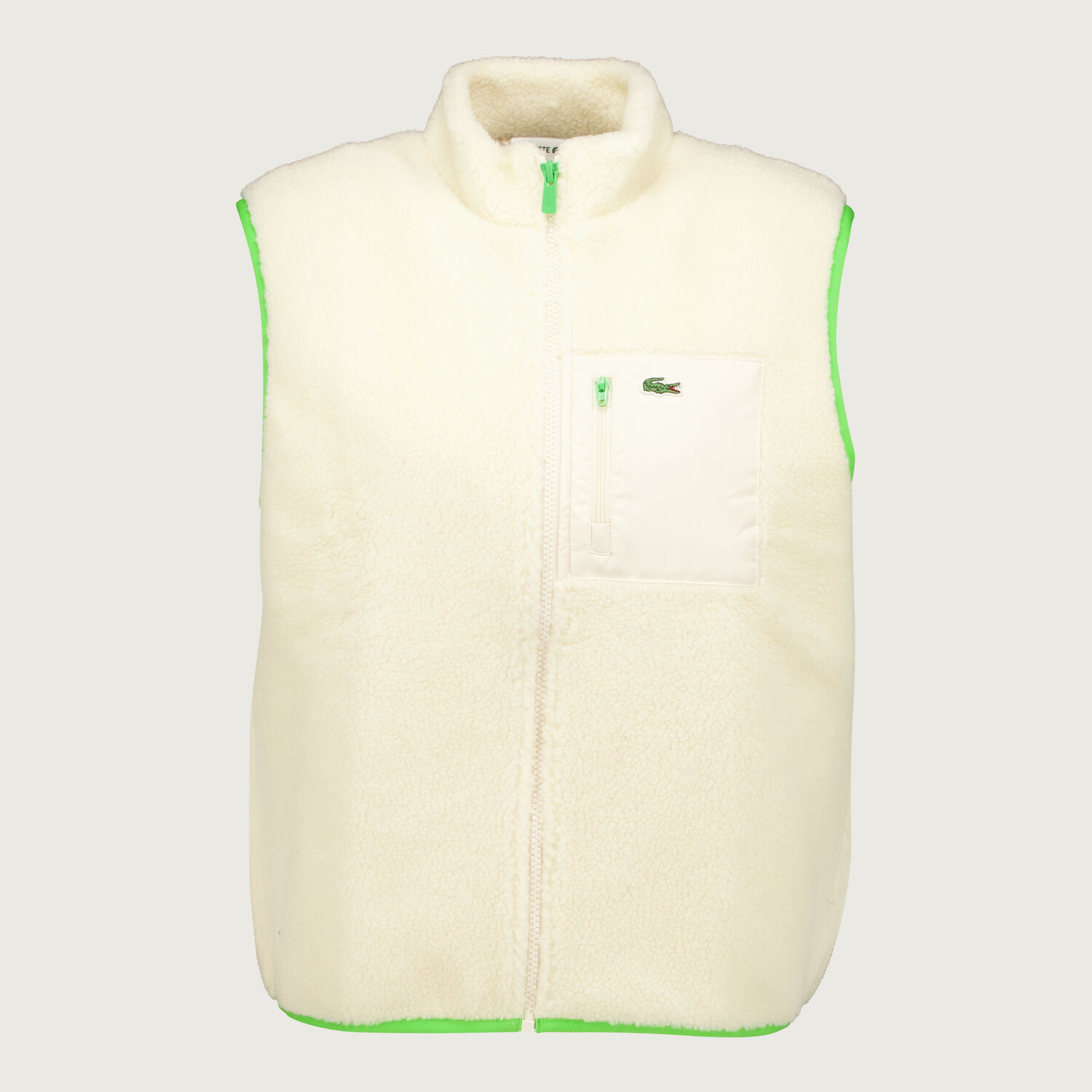 Cream & Green Sherpa Fleece Vest 