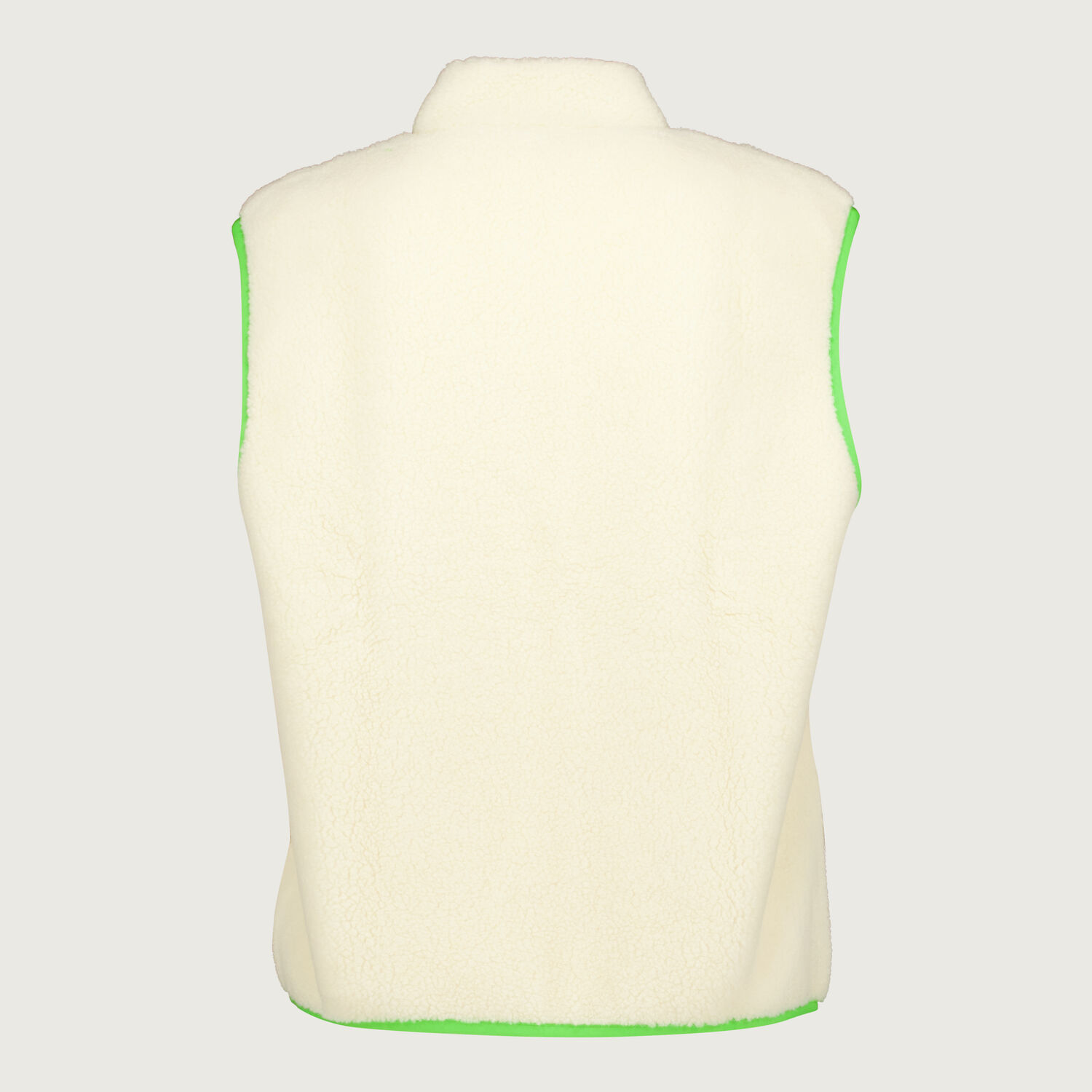Cream & Green Sherpa Fleece Vest  2