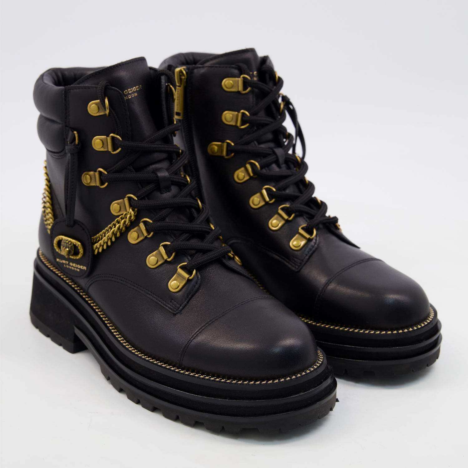 Black & Gold Leather Ankle Boots