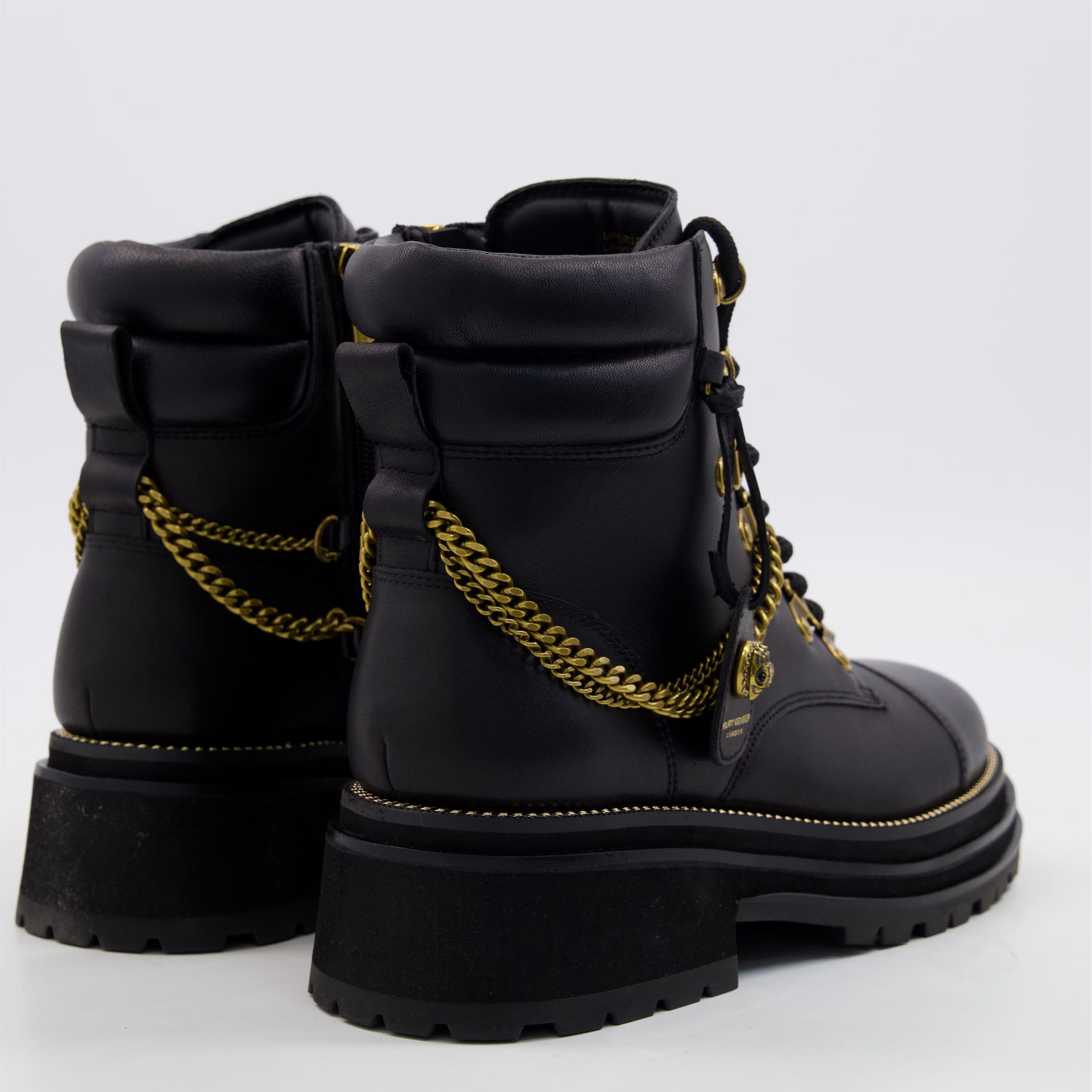 Black & Gold Leather Ankle Boots 2