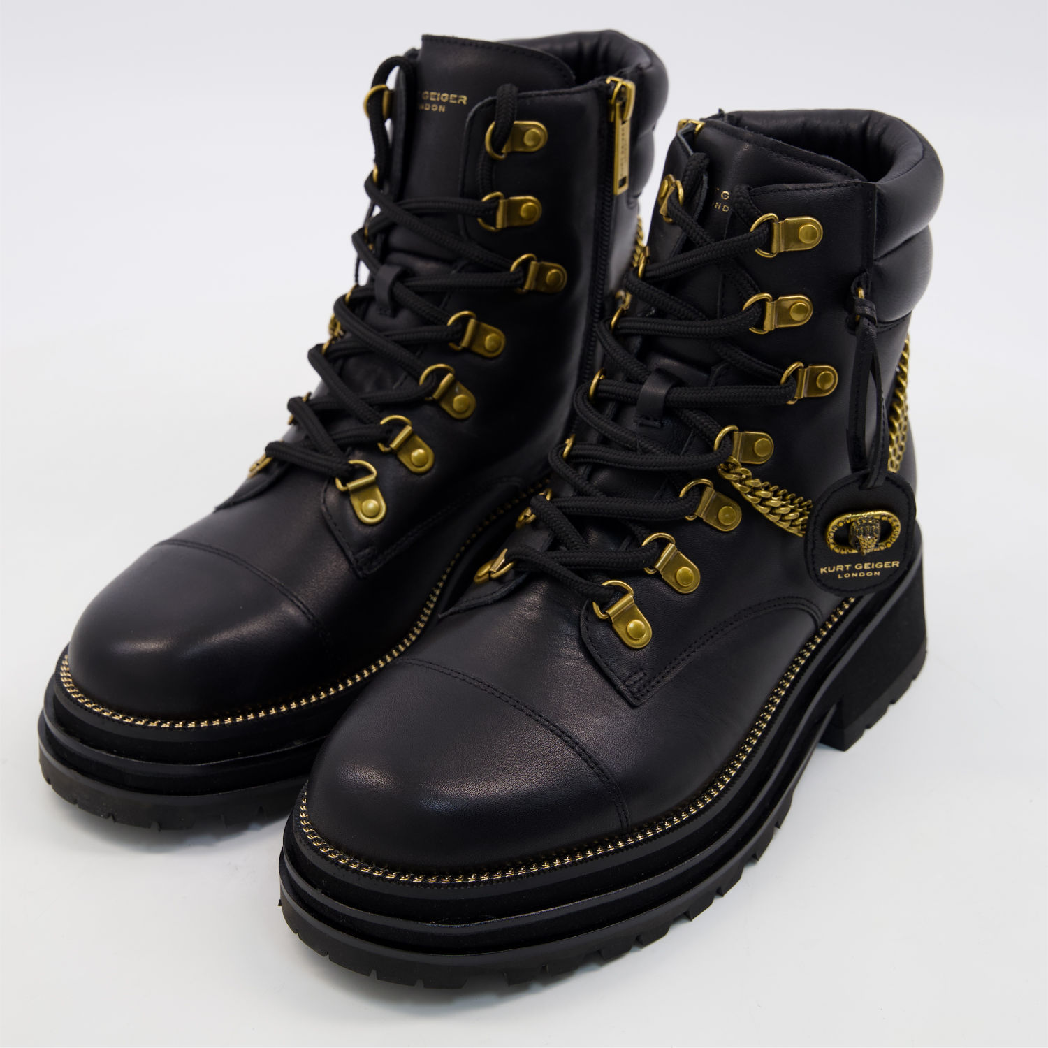 Black & Gold Leather Ankle Boots 3