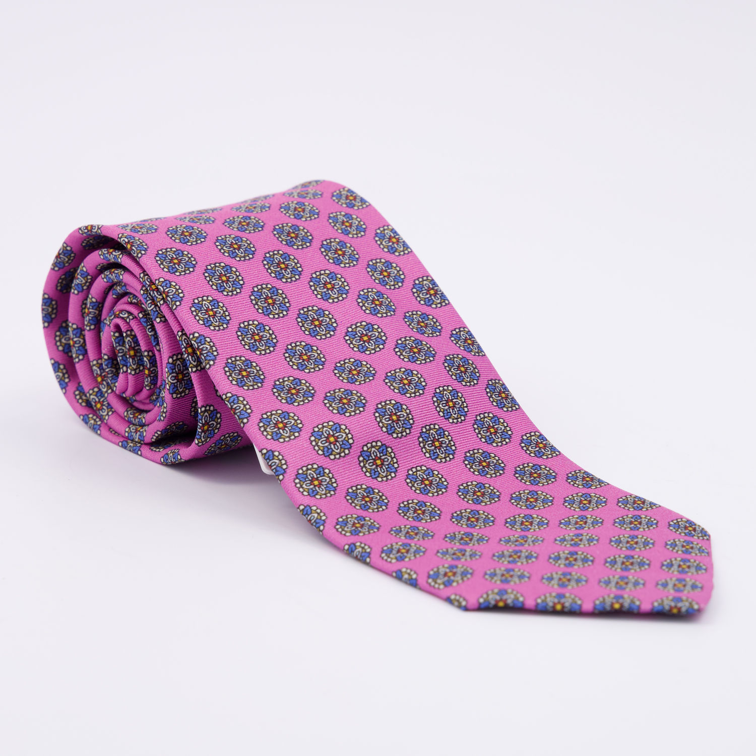  Pink Pure Silk Circular Motif Tie