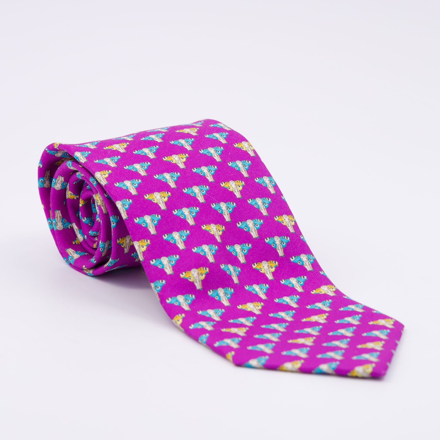  Burgundy Pure Silk Floral Tile Patterned Tie