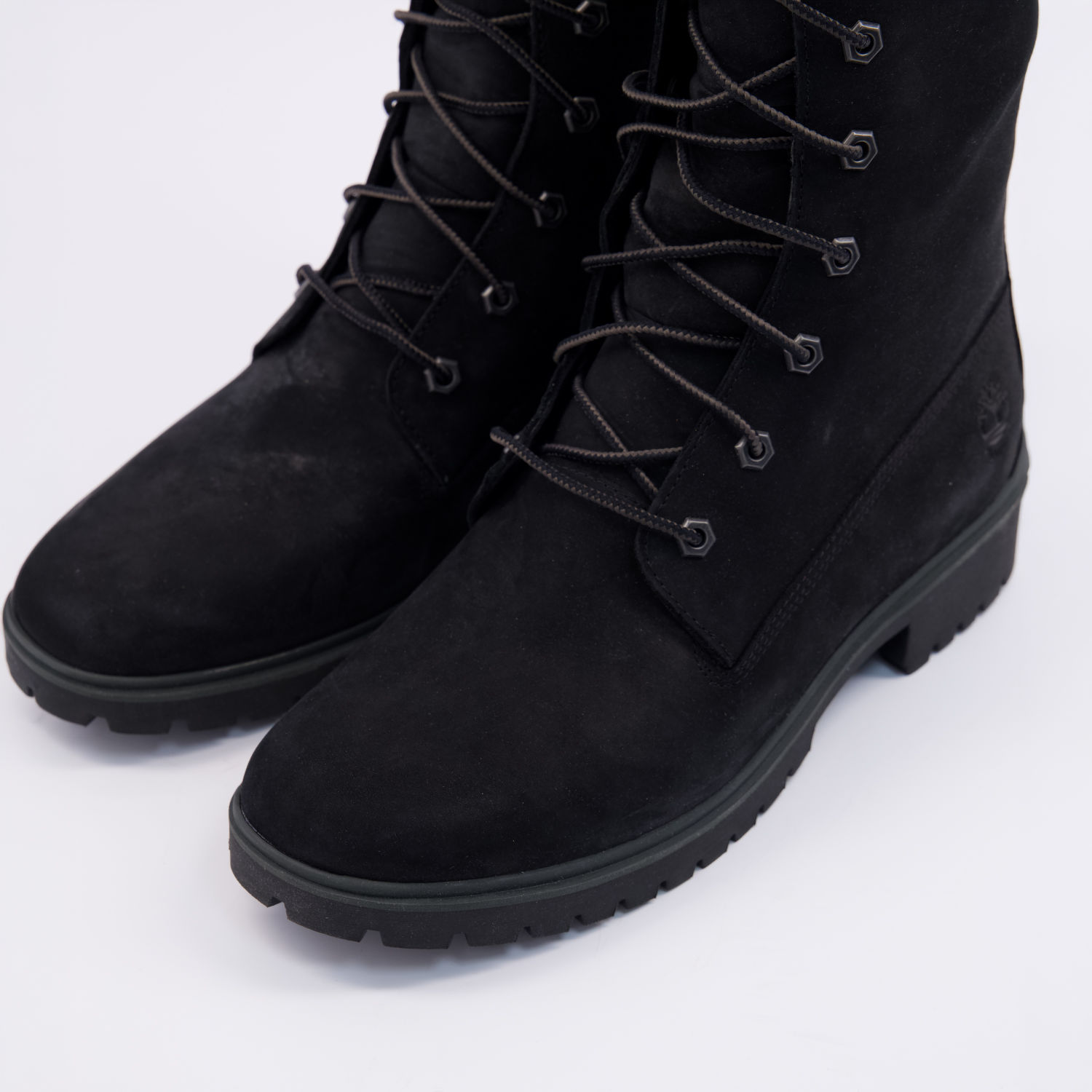 Black Nubuck Knee High Lace-Up Boots 3