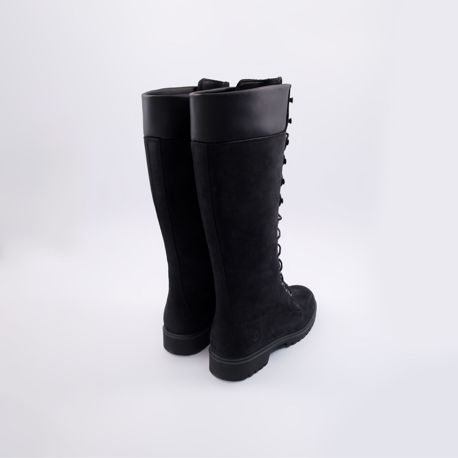 Black Nubuck Knee High Lace-Up Boots 2