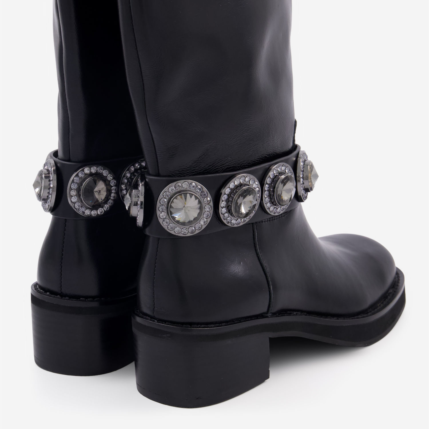 Black Leather Octavia Knee High Boots 2