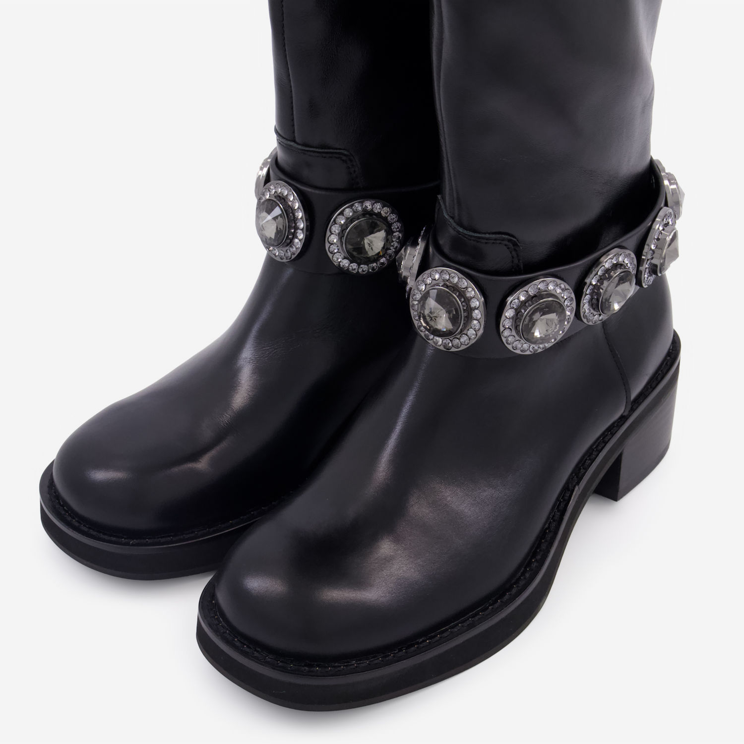 Black Leather Octavia Knee High Boots 3