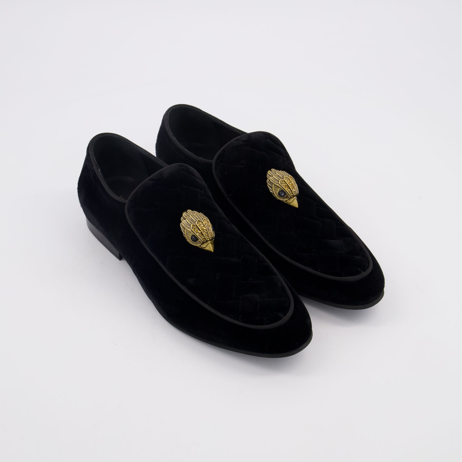  Black Hugh Quilted Velvet Shoes