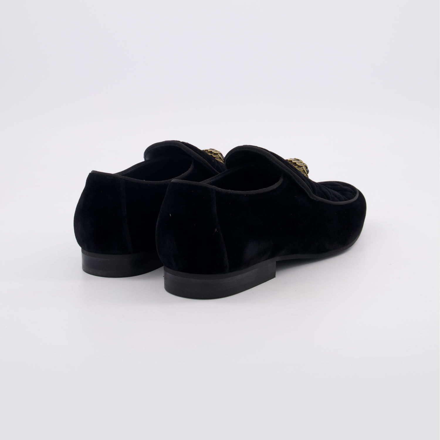 Black Hugh Quilted Velvet Shoes 2