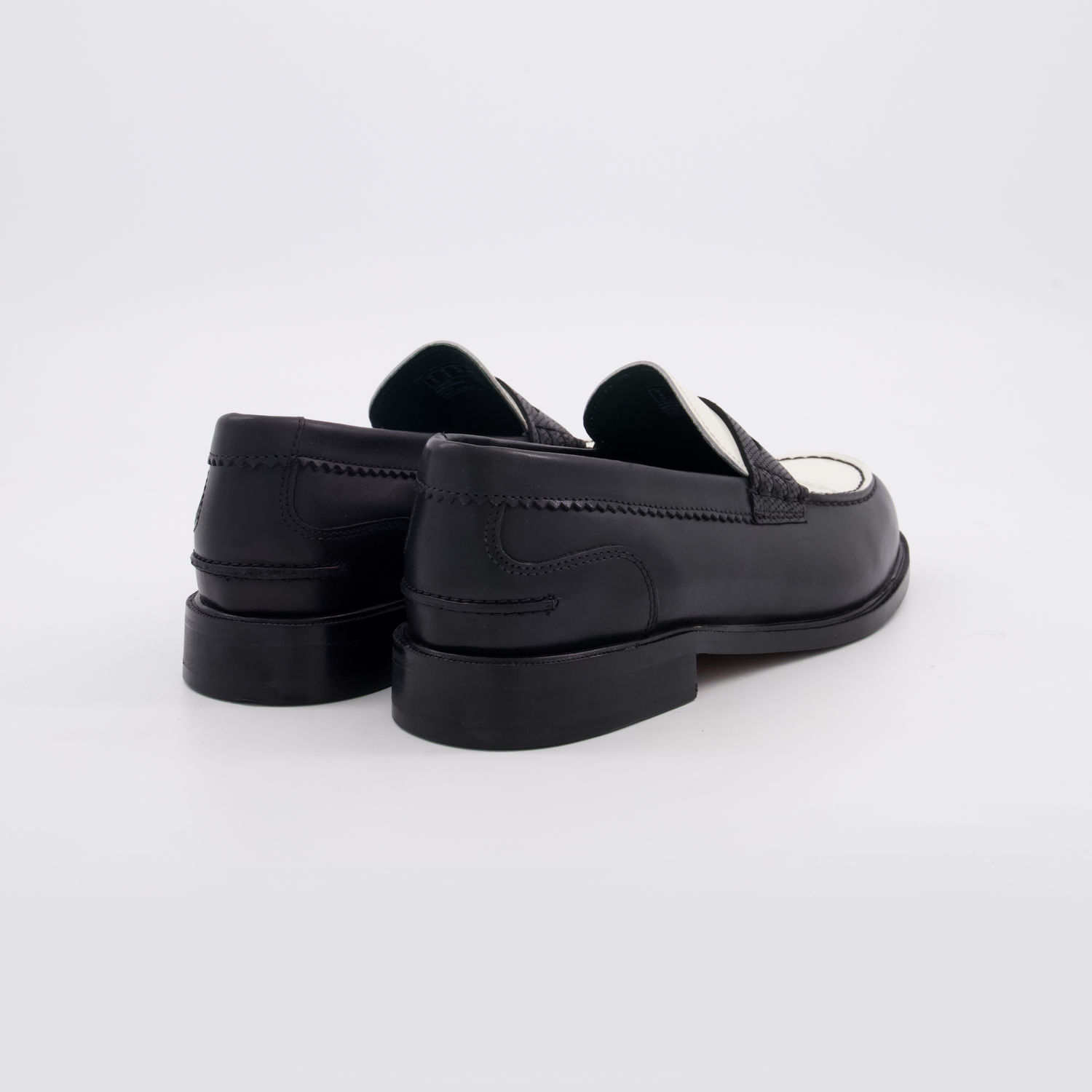 Black & Chalk White Leather Craft James Loafers 2