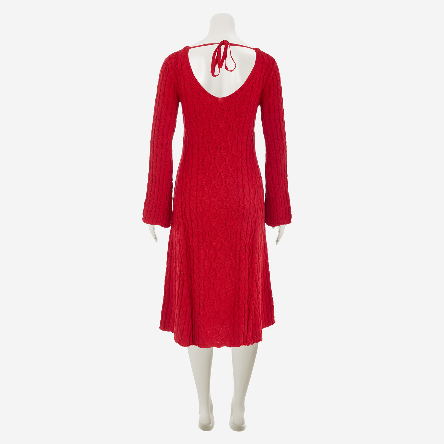 Red A Line Cable Knit Midi Dress 2
