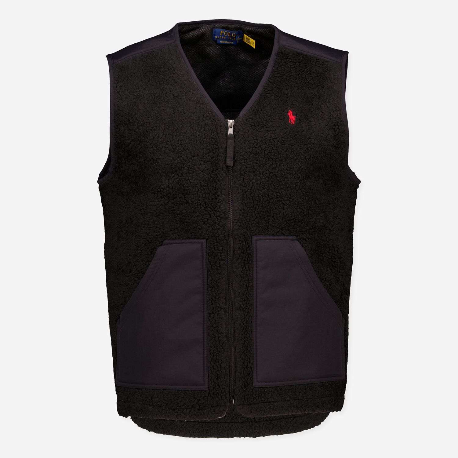 Black Embroidered Logo Fleece Gilet