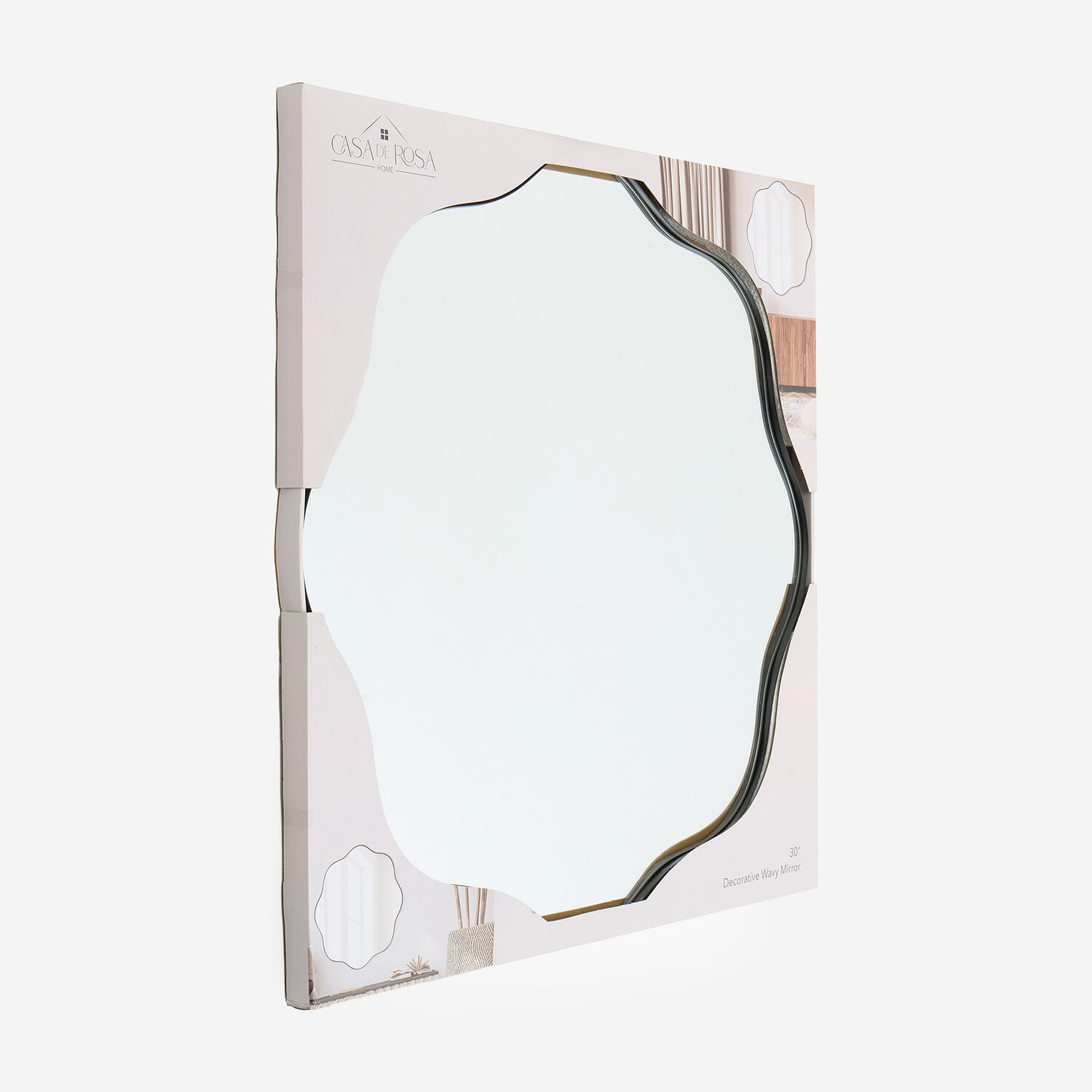 Black Wavy Wall Mirror 76x76cm