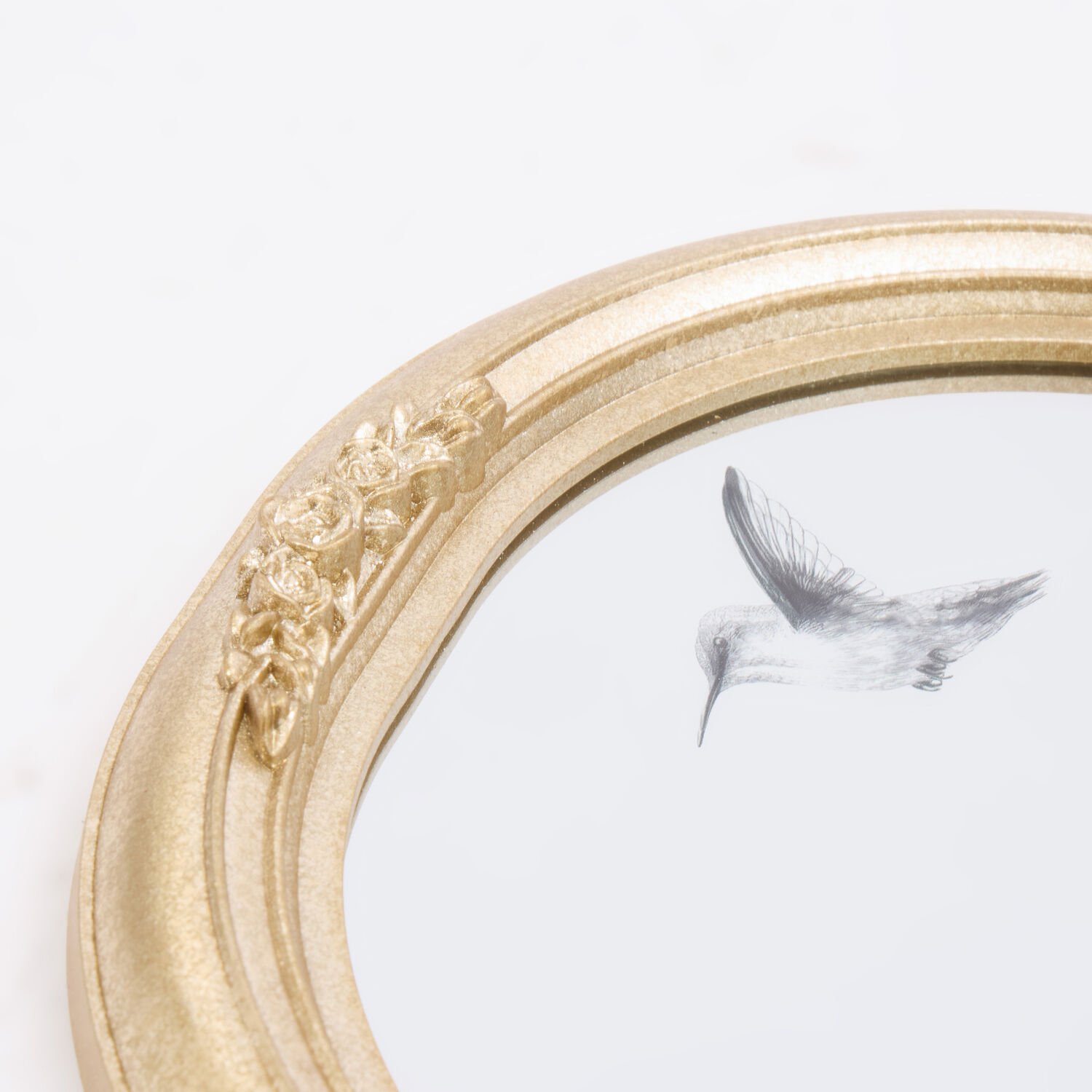 Gold Tone Arch Floral Bird Wall Mirror 35x27cm 2