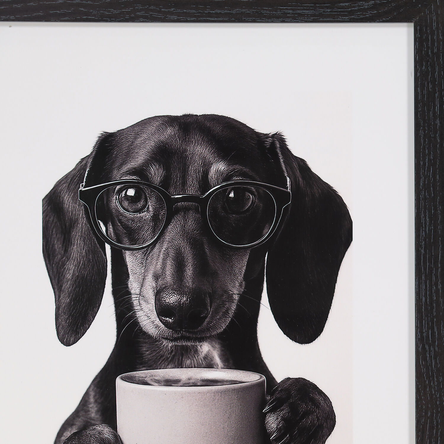 Black Dachsund With Coffee Wall Art 2