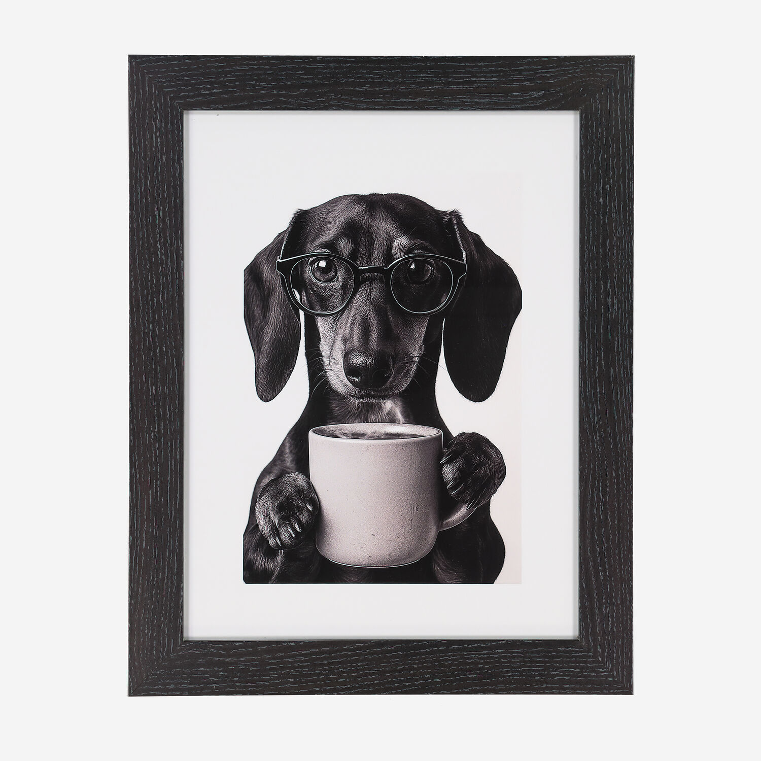 Black Dachsund With Coffee Wall Art