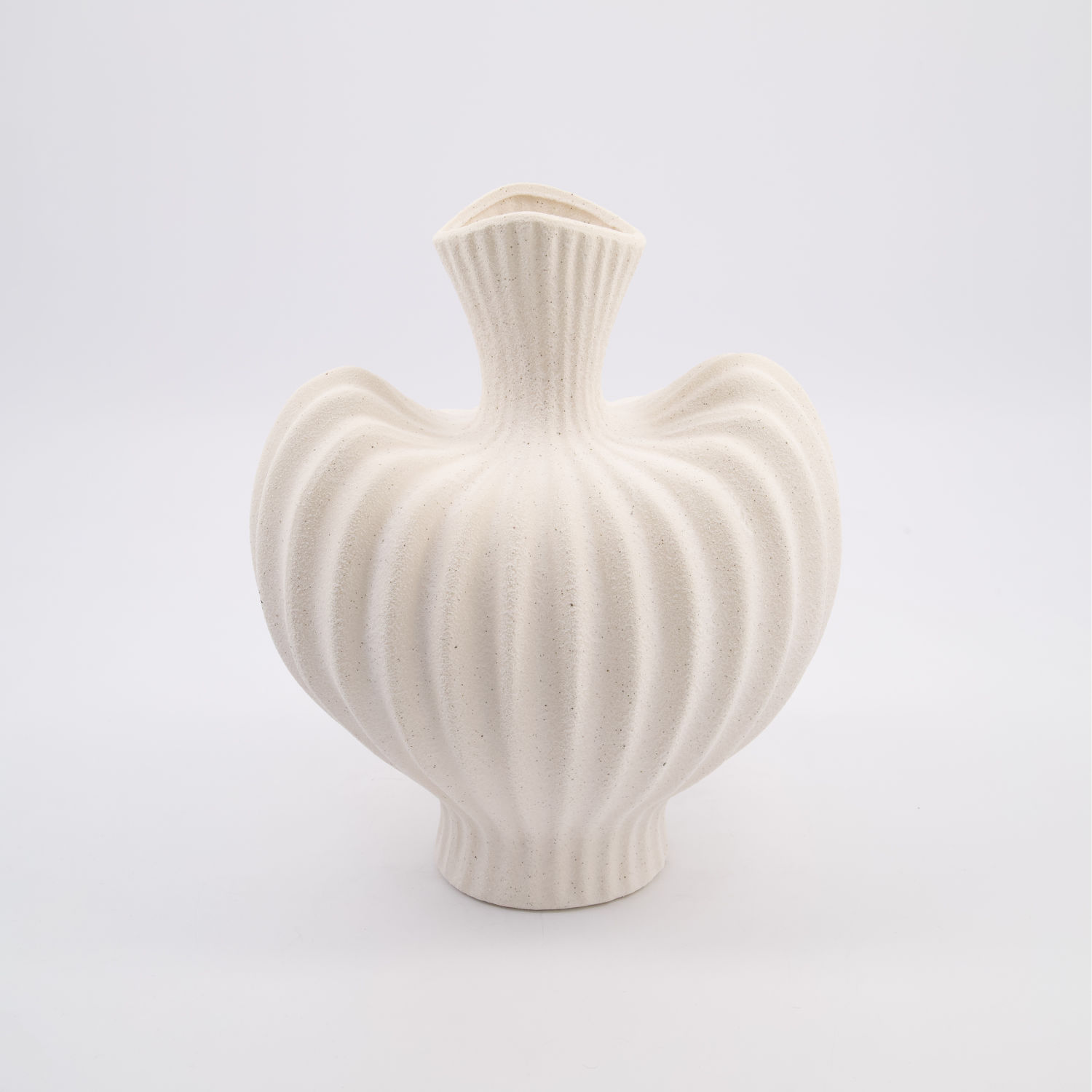 Chalk White Ribbed Vase 30x24cm