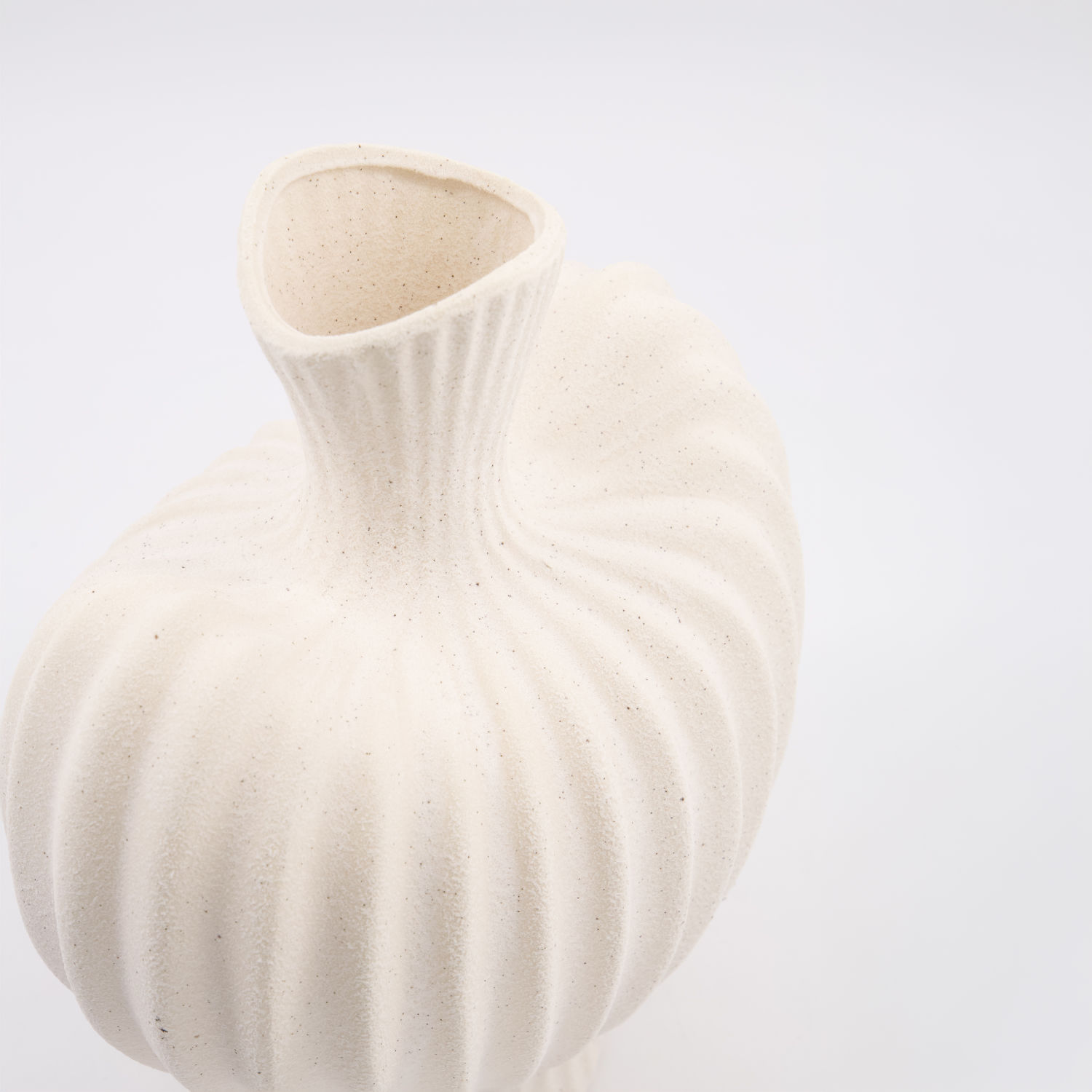 Chalk White Ribbed Vase 30x24cm 2