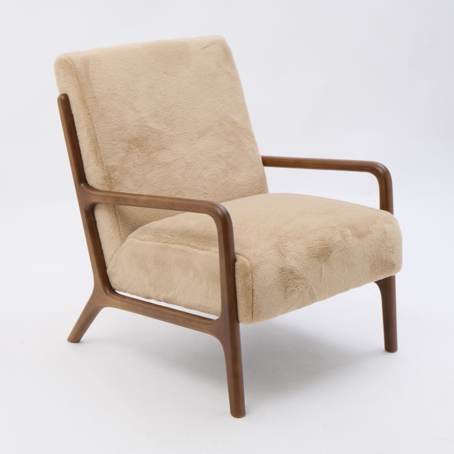 Beige Faux Fur Armchair 81x64cm