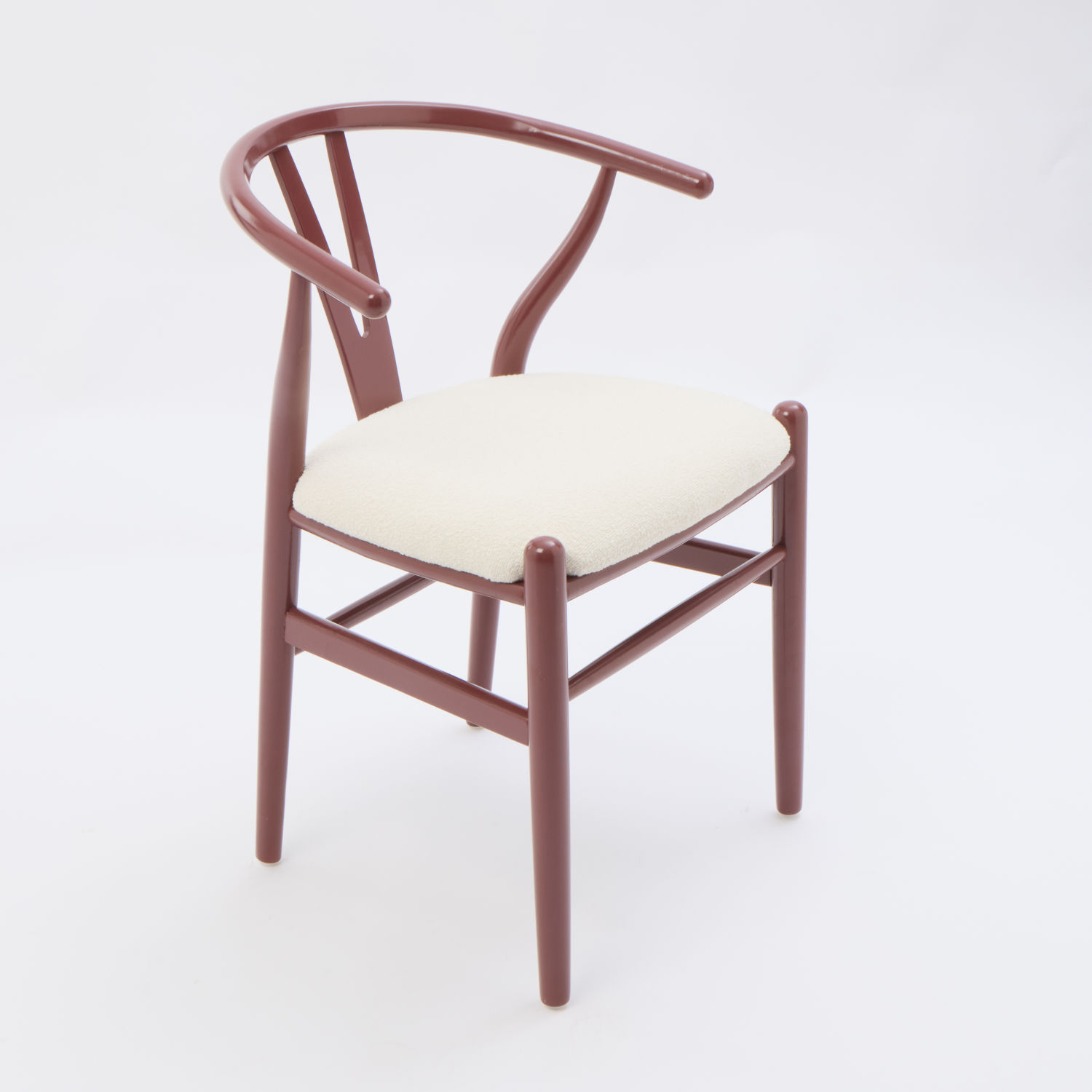 Burgundy & Cream Wishbone Dining Chair 79x57cm