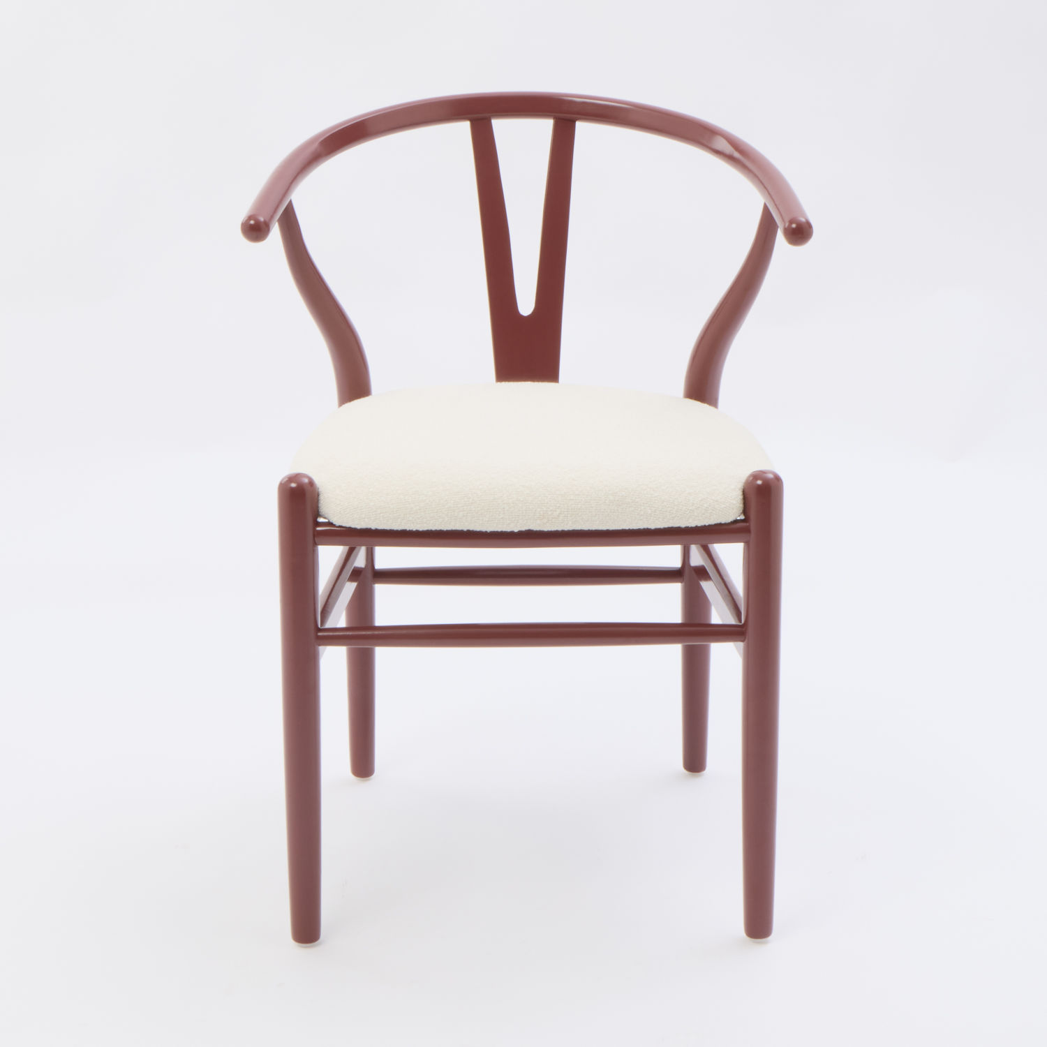 Burgundy & Cream Wishbone Dining Chair 79x57cm 2