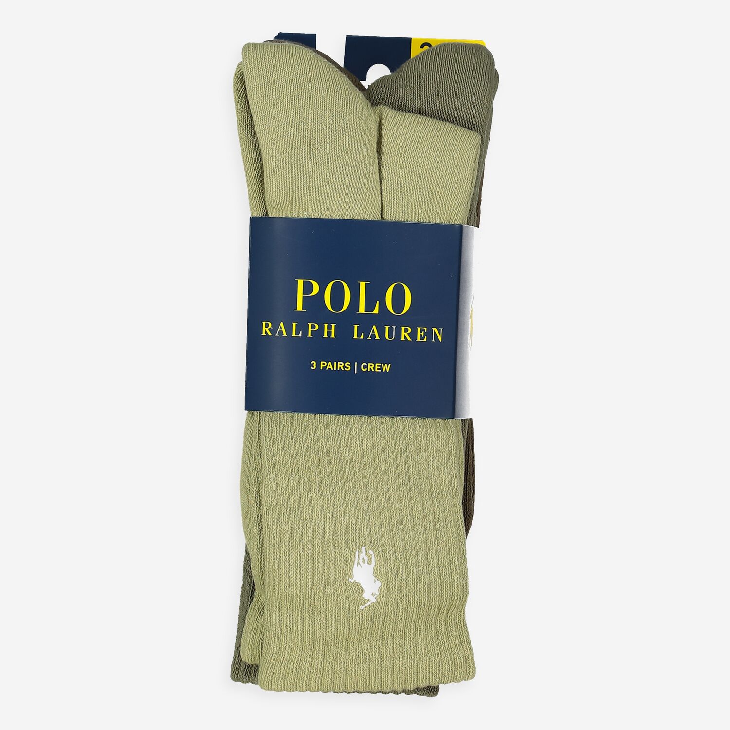  Three Pack Tonal Green Cotton Blend Crew Socks 2