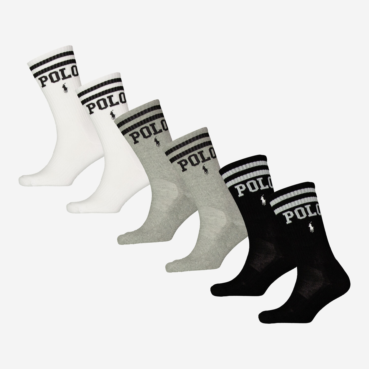 Six Pack Multicolour Striped Top Crew Socks