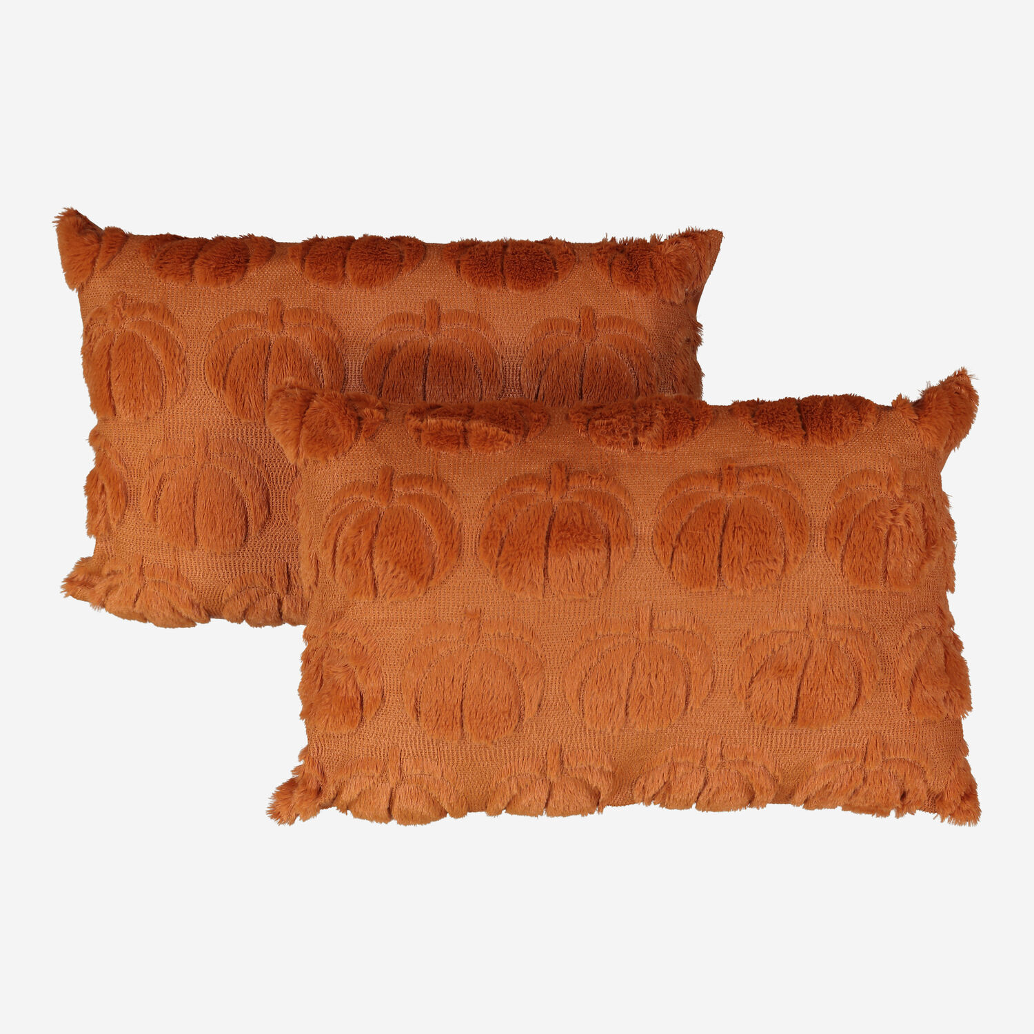 Two Pack Orange Pumpkin Pattern Cushion 60x40cm