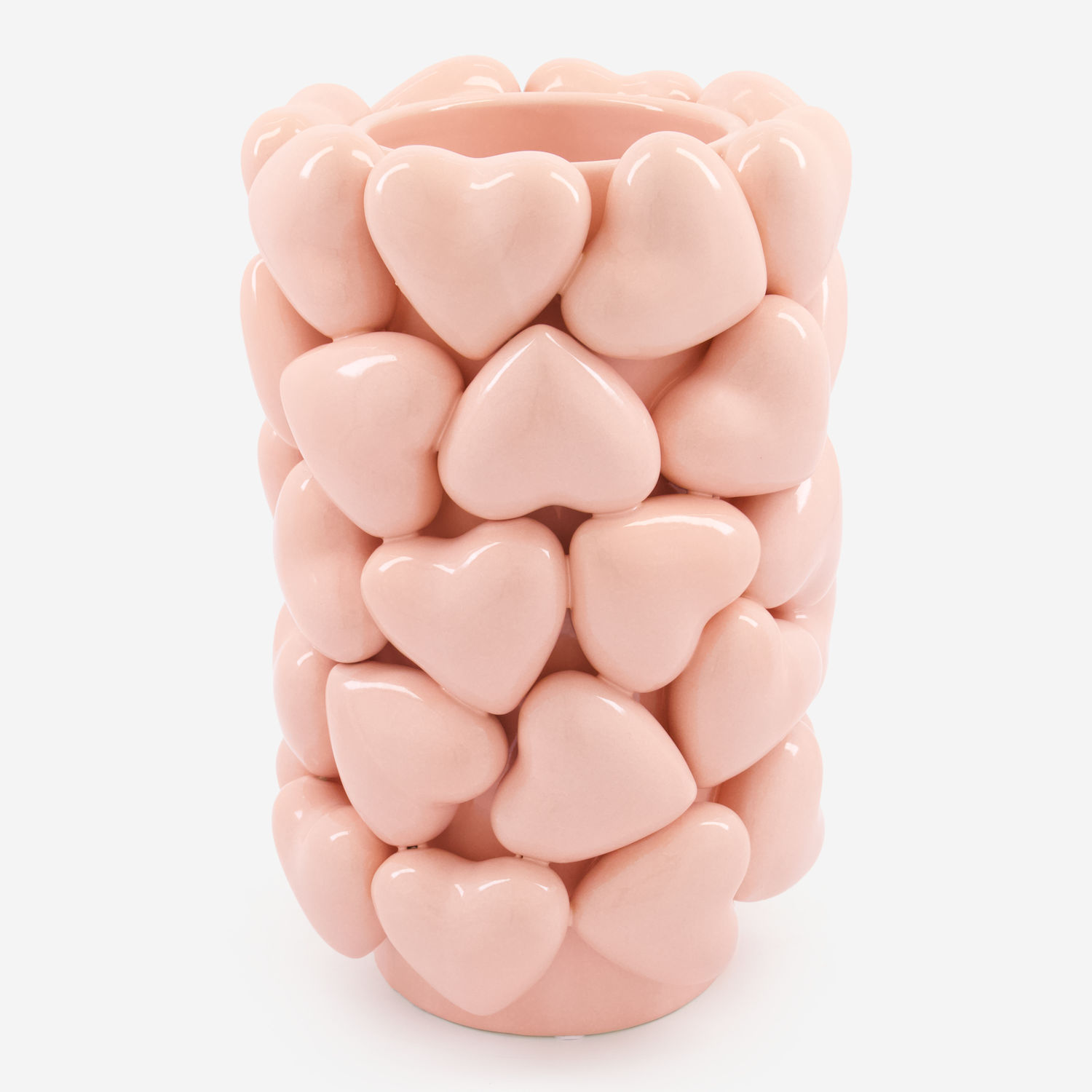 Pink 3D Hearts Ceramic Vase 28x17cm