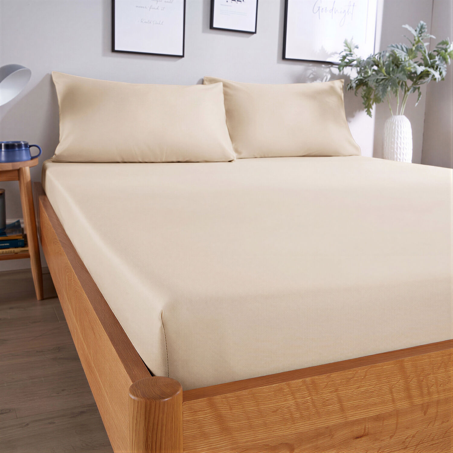 Double Taupe Luxury Fitted Sheet 300TC