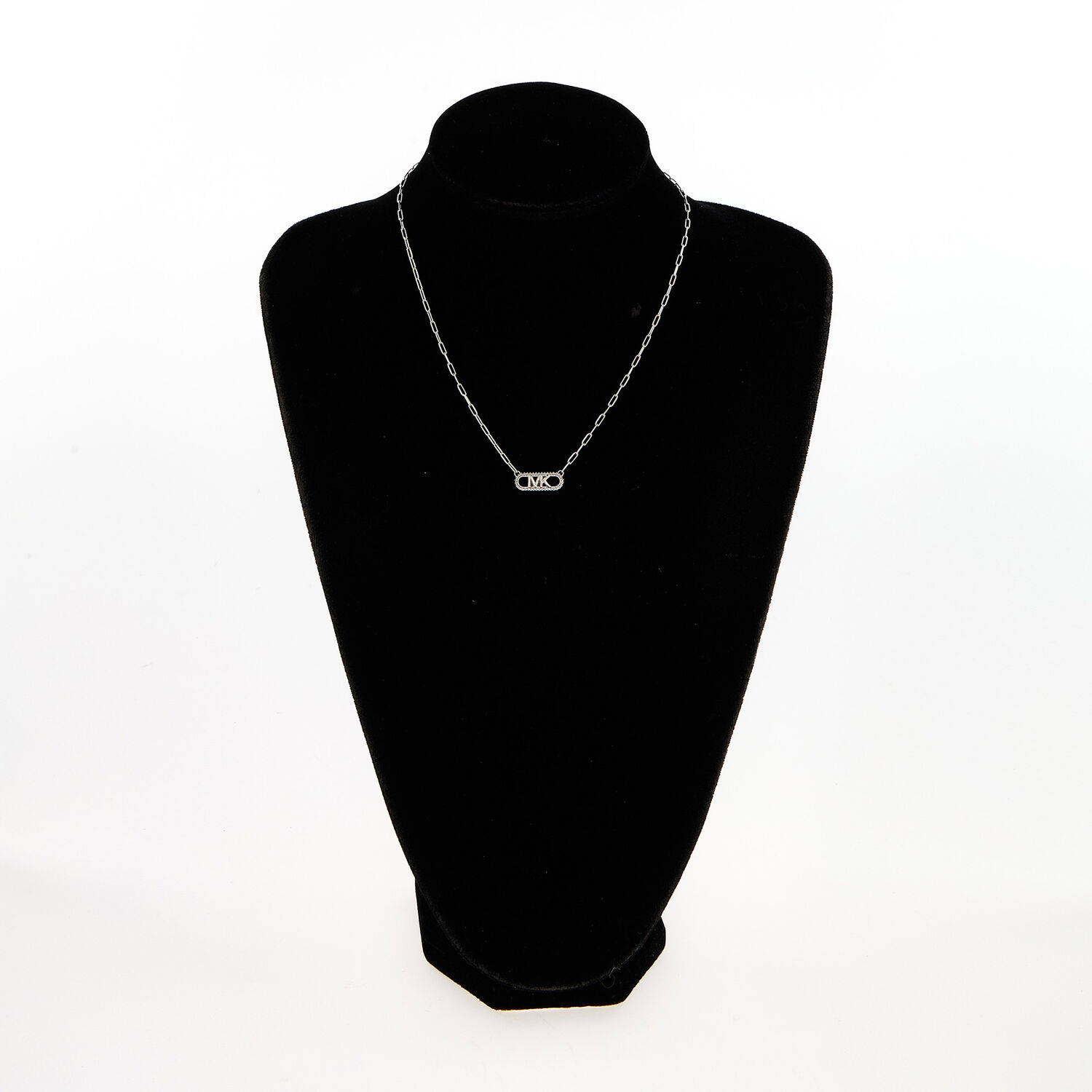  Sterling Silver Pave Logo Necklace 2