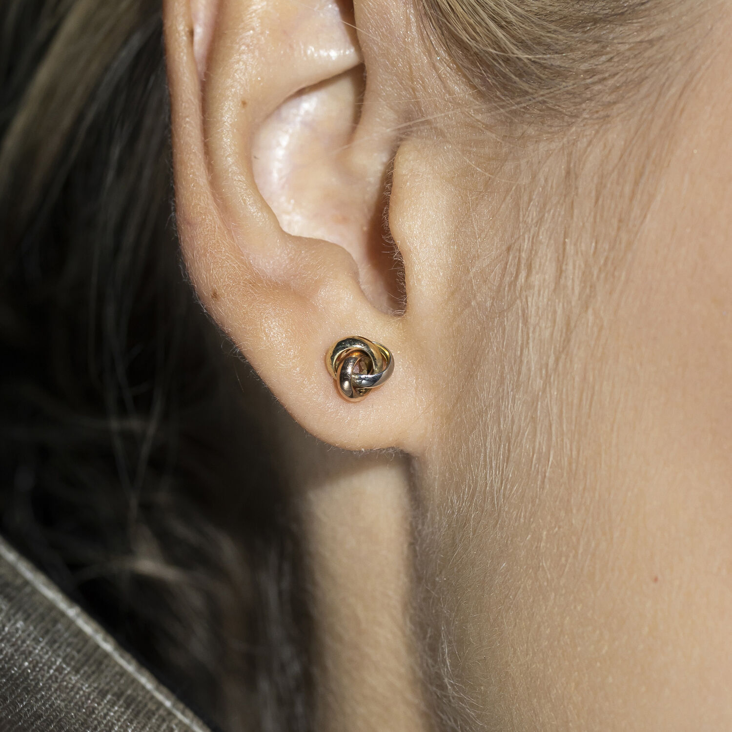 9ct Gold Multicoloured Knot Stud Earrings 2