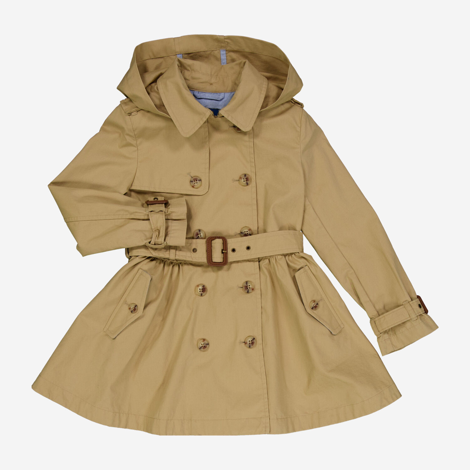 Khaki Plain Weave Trench Coat
