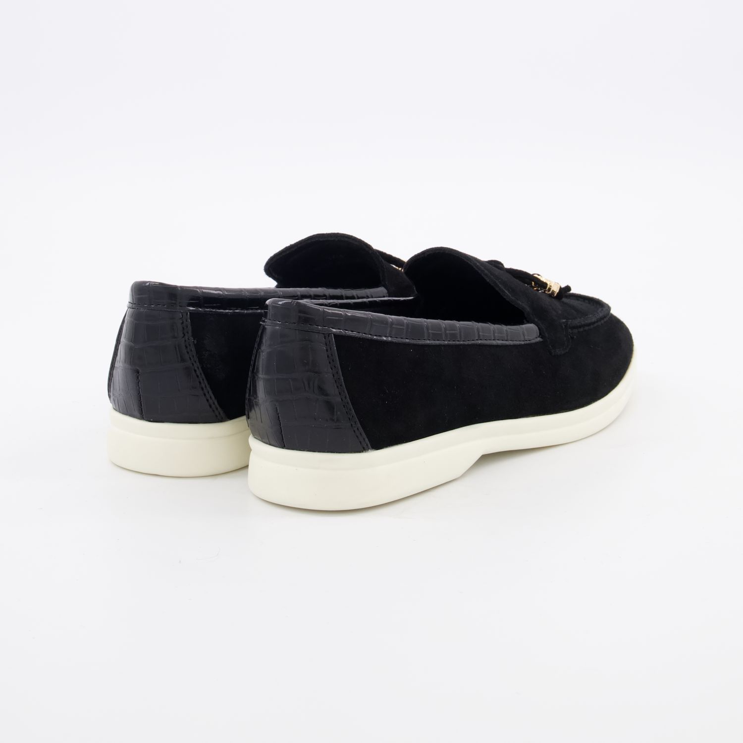 Black Faux Suede Gasil Loafers 2